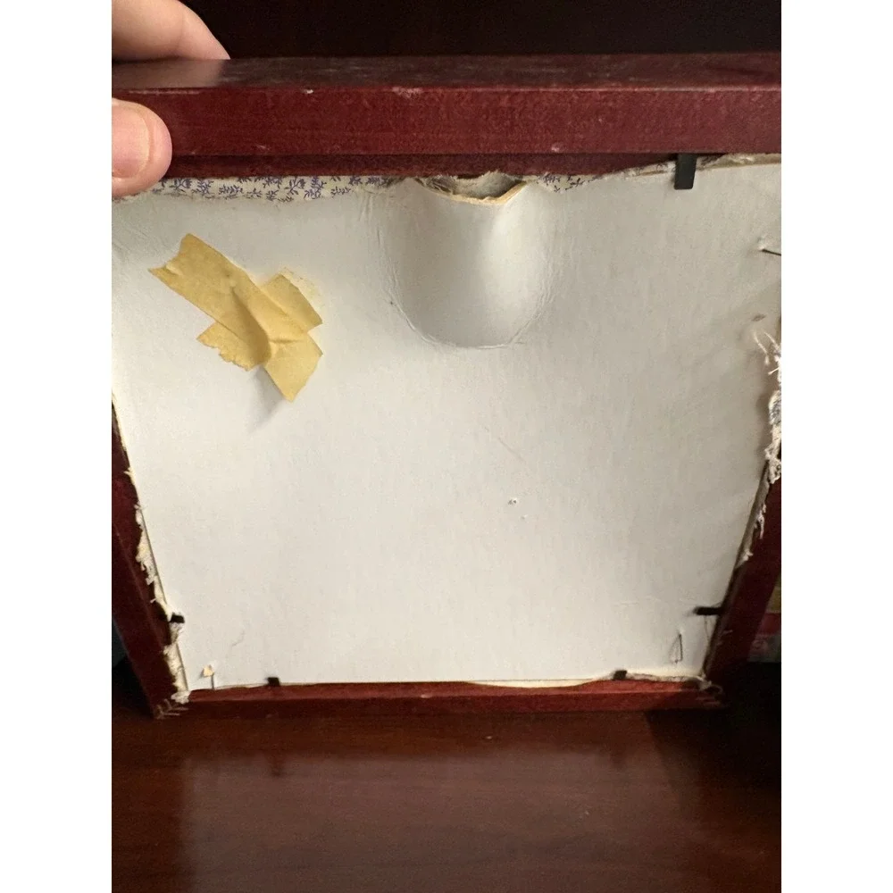 Unbranded Shadow Box Memorial Frame Vintage Dried Rose Photo Cherry Wood